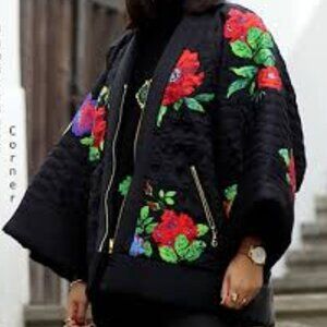 NWT KENZO x H&M Short Coat REVERSIBLE SILK KIMONO Quilted Bomber Jacket Medium